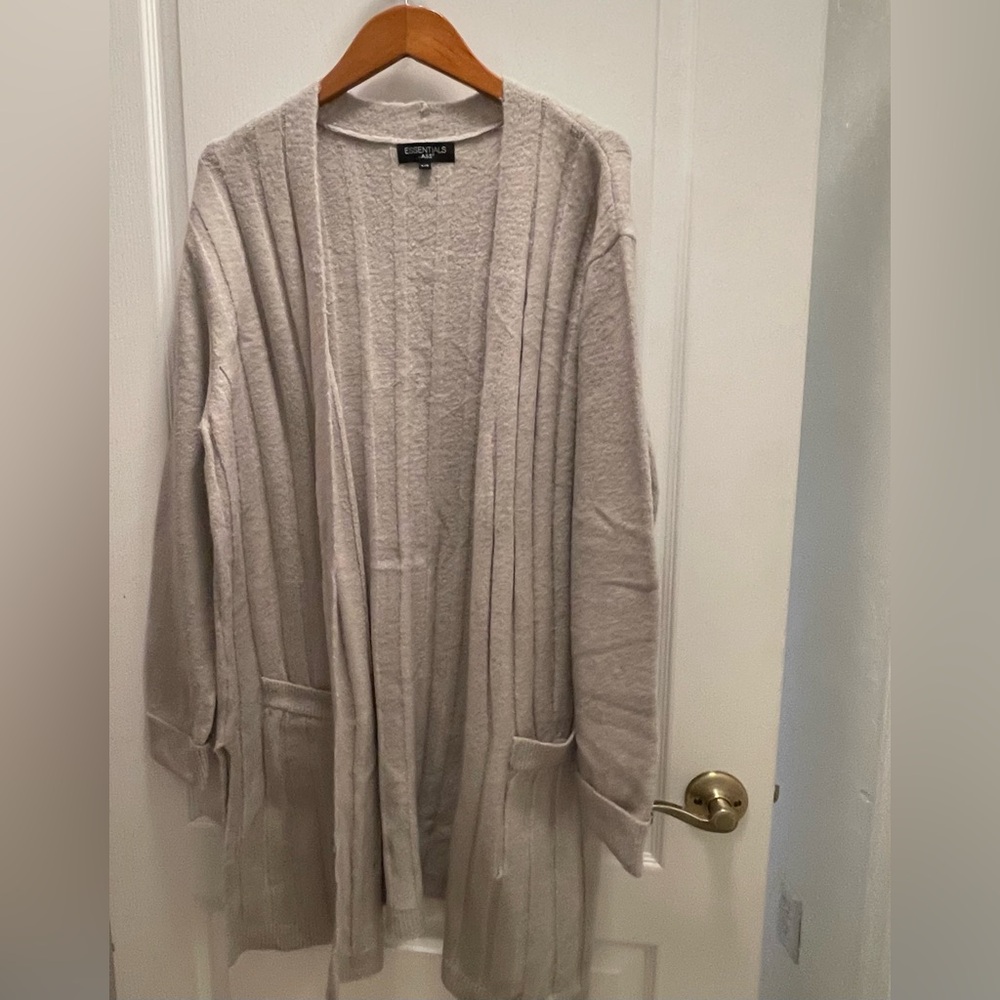 Essentials Light Beige Open-Front Cardigan